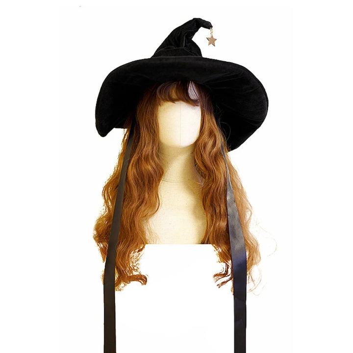Women's Curved Cone Witch Hat Costume Accessory Women Sharp Pointed Witch Hat for Halloween Christmas Costume Party