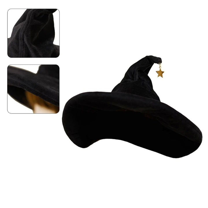 Women's Curved Cone Witch Hat Costume Accessory Women Sharp Pointed Witch Hat for Halloween Christmas Costume Party