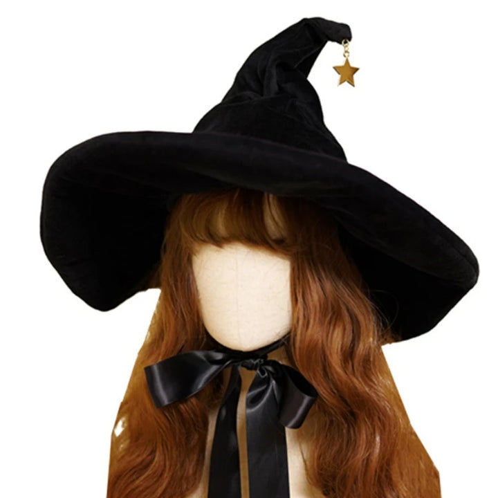 Women's Curved Cone Witch Hat Costume Accessory Women Sharp Pointed Witch Hat for Halloween Christmas Costume Party