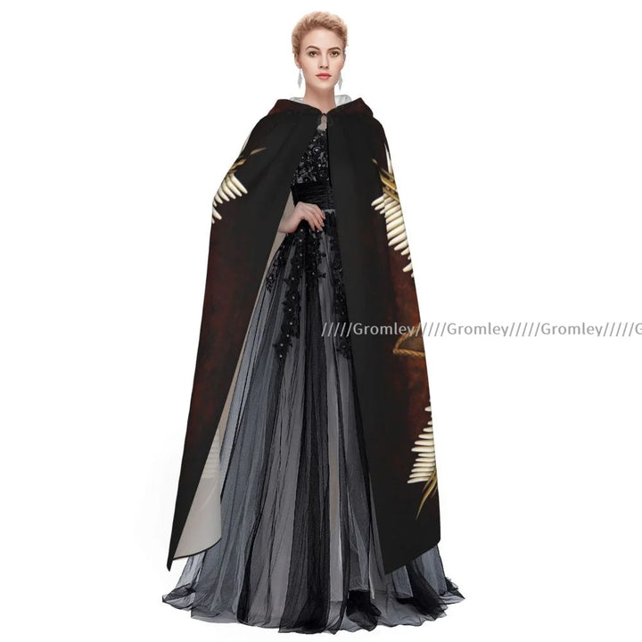 Witch Long Hooded Robe Native Mandala Owl American Halloween Cloak Cosplay Costumes for Adult