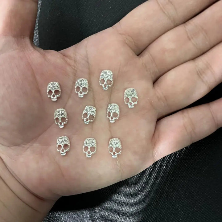 10PCS Halloween Ornaments 3D Metal Nail Art Decorations Black Skull Spider Hand Skeleton Design Jewelry DIY Decor Accessories &*
