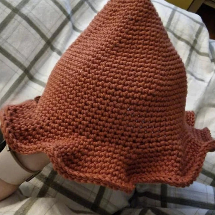 Y1UB Crochet Witch Hat Women Men Halloween Props Wizard Hat Role Play Party Headgear