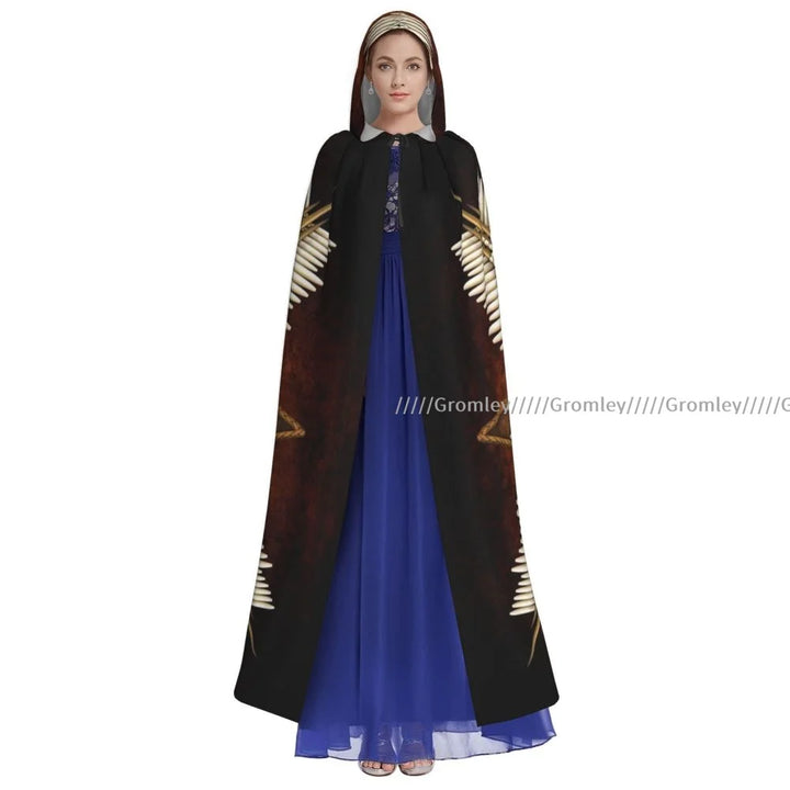 Witch Long Hooded Robe Native Mandala Owl American Halloween Cloak Cosplay Costumes for Adult