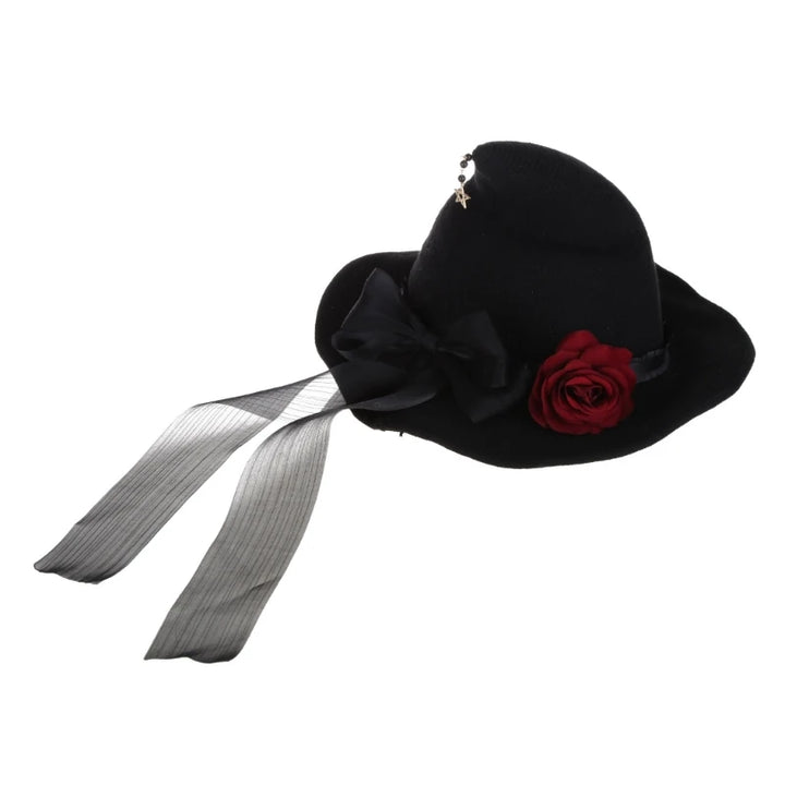Witch Hat Rose Big Bow Adult Halloween Costume Fancy Dress for Head Decor N58F