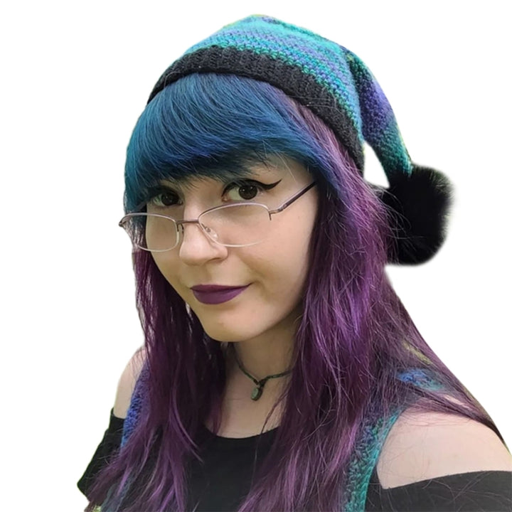 Women Winter Beanie Cute Witch Hat Knitted Hats for Girls Long Tail Decorations Halloween Knit Hat for Teens Adults