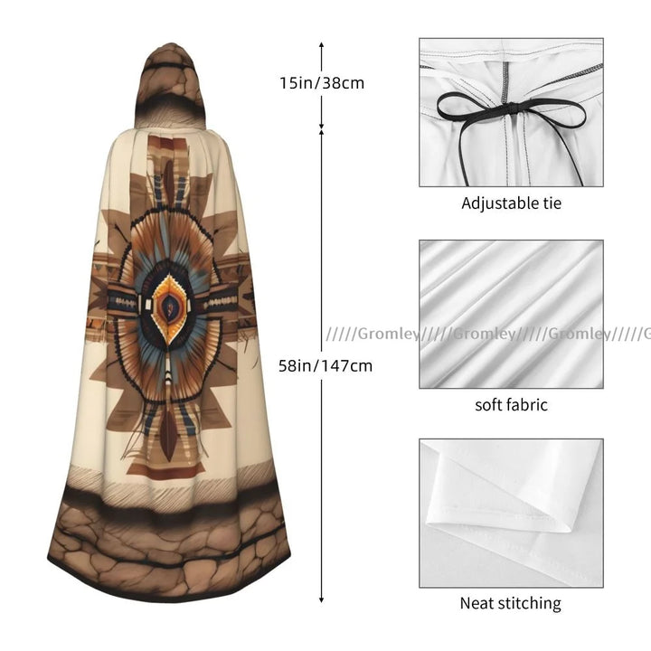Witch Long Hooded Robe Native Mandala Owl American Halloween Cloak Cosplay Costumes for Adult