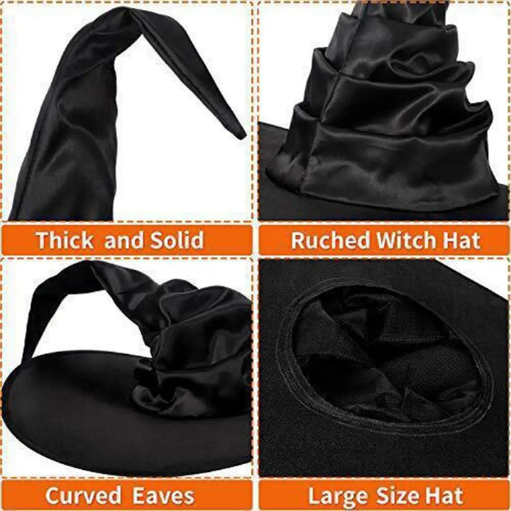 Witch Hat Halloween Felt Witch Hats Adult Peaked Hat Props Decoration Magic Wizard Cap Carnival Cosplay Party Dress Up