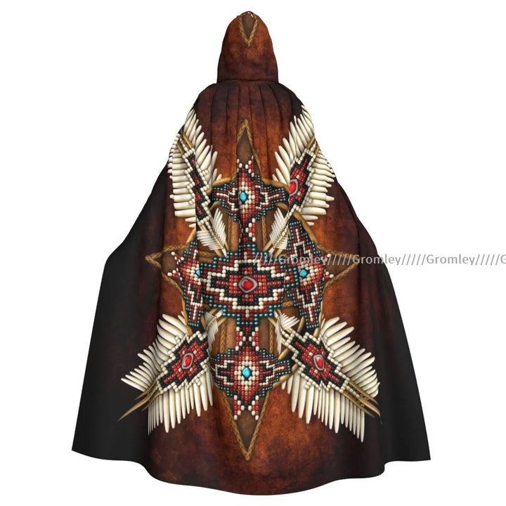 Witch Long Hooded Robe Native Mandala Owl American Halloween Cloak Cosplay Costumes for Adult