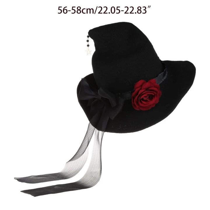 Witch Hat Rose Big Bow Adult Halloween Costume Fancy Dress for Head Decor N58F