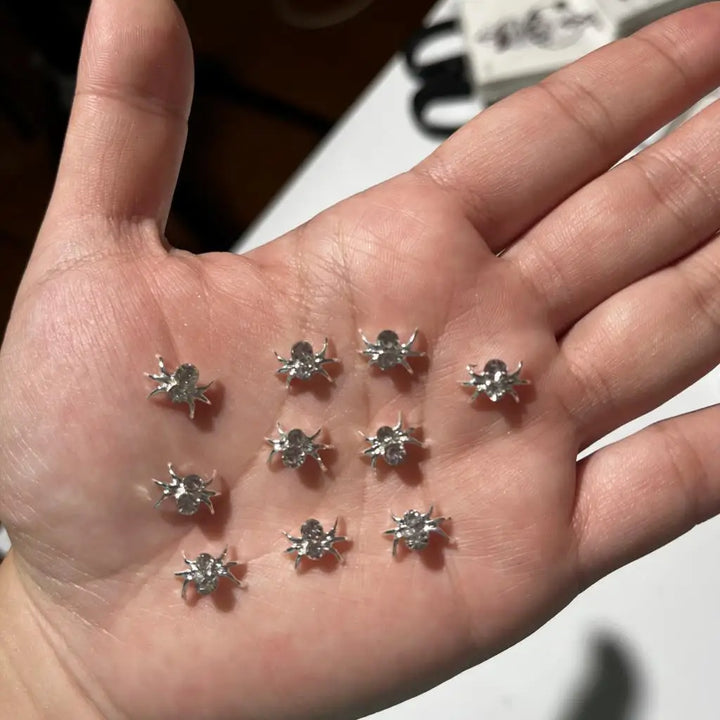 10PCS Halloween Ornaments 3D Metal Nail Art Decorations Black Skull Spider Hand Skeleton Design Jewelry DIY Decor Accessories &*