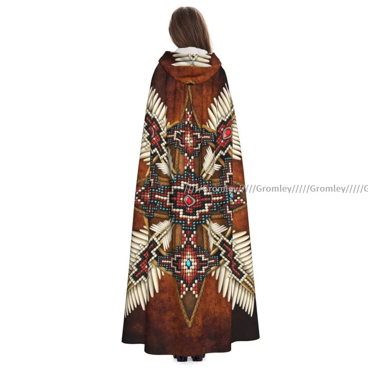 Witch Long Hooded Robe Native Mandala Owl American Halloween Cloak Cosplay Costumes for Adult