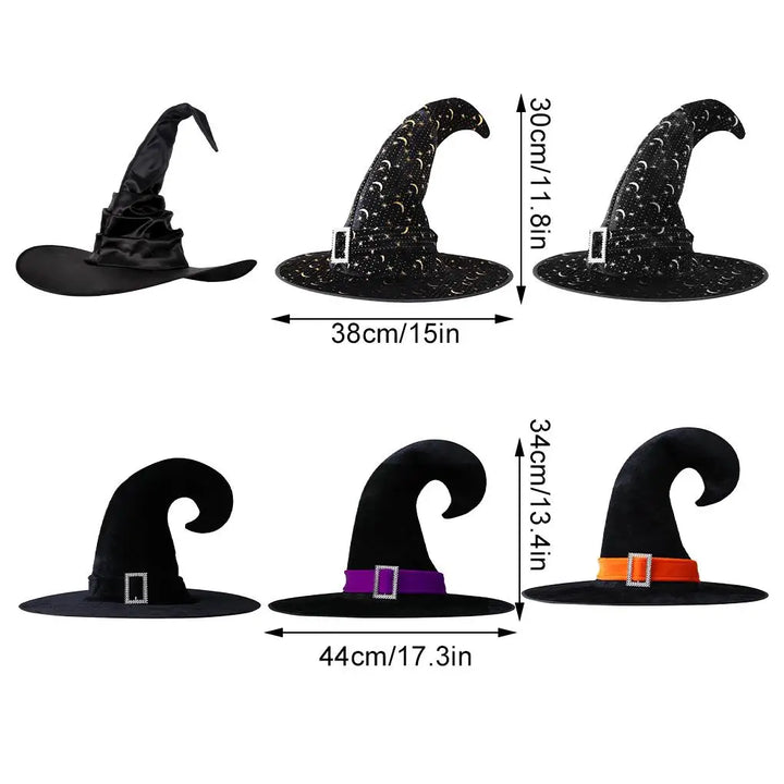 Witch Hat Halloween Felt Witch Hats Adult Peaked Hat Props Decoration Magic Wizard Cap Carnival Cosplay Party Dress Up