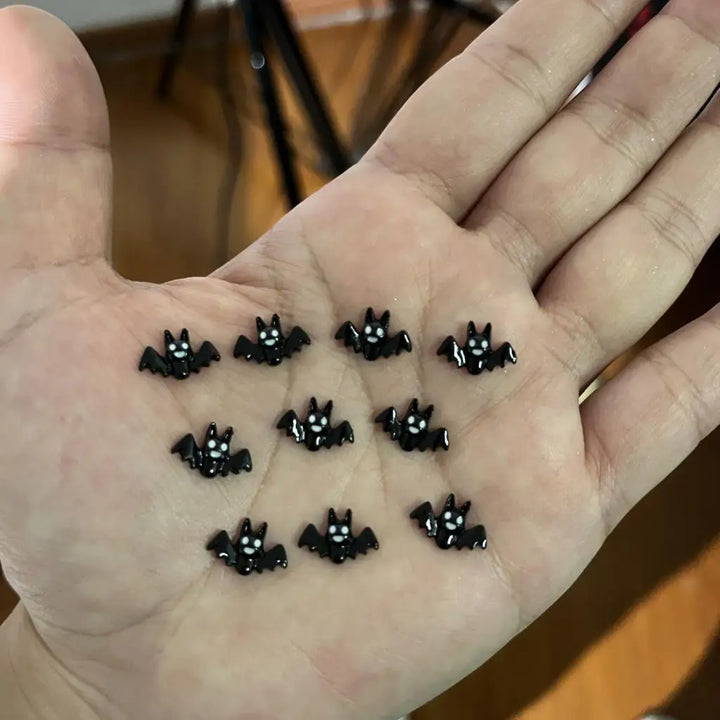 10PCS Halloween Ornaments 3D Metal Nail Art Decorations Black Skull Spider Hand Skeleton Design Jewelry DIY Decor Accessories &*