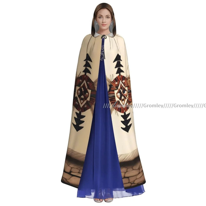 Witch Long Hooded Robe Native Mandala Owl American Halloween Cloak Cosplay Costumes for Adult