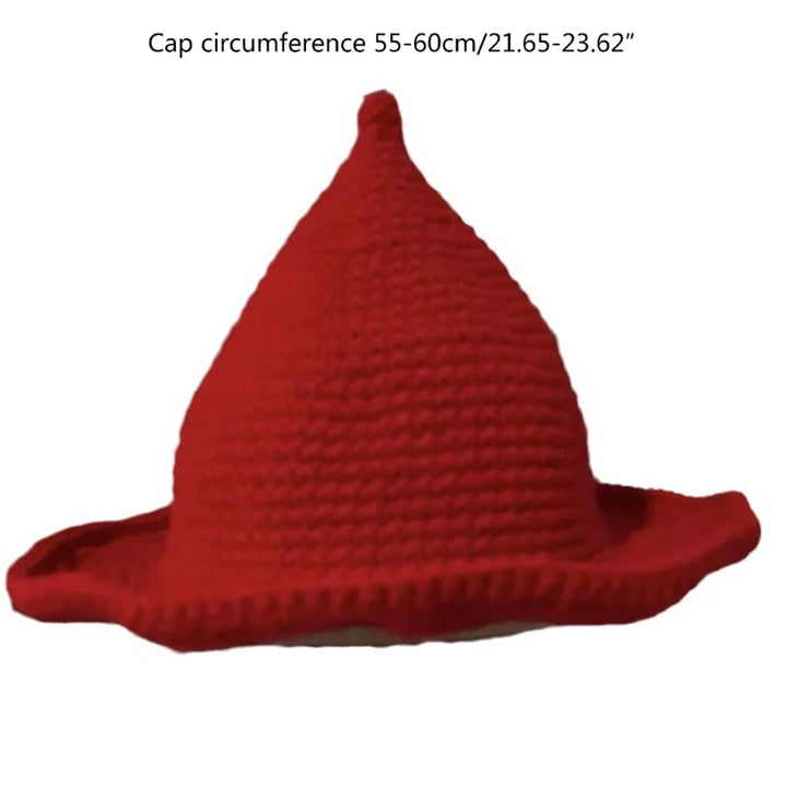 Y1UB Crochet Witch Hat Women Men Halloween Props Wizard Hat Role Play Party Headgear