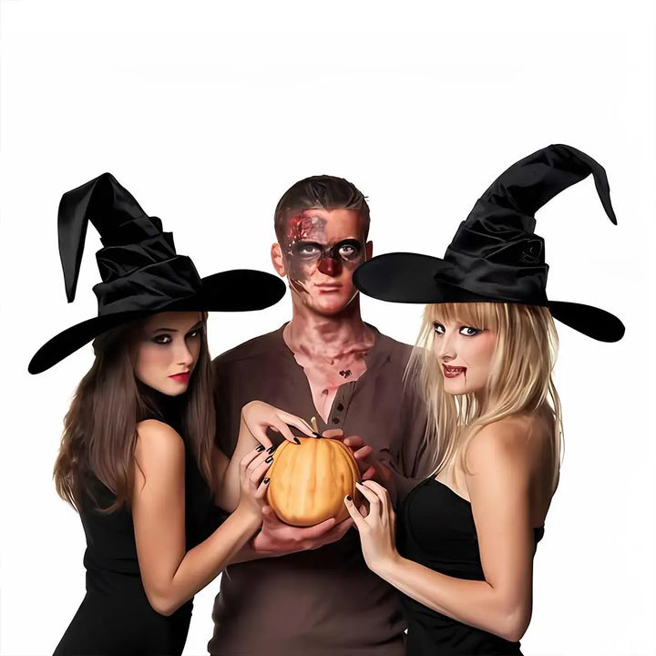 Witch Hat Halloween Felt Witch Hats Adult Peaked Hat Props Decoration Magic Wizard Cap Carnival Cosplay Party Dress Up