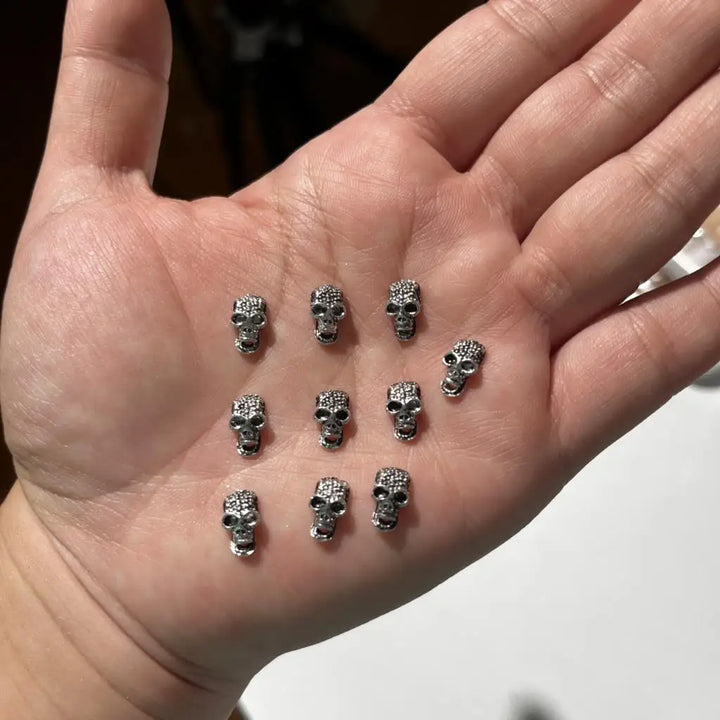 10PCS Halloween Ornaments 3D Metal Nail Art Decorations Black Skull Spider Hand Skeleton Design Jewelry DIY Decor Accessories &*
