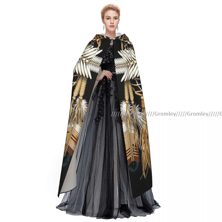 Witch Long Hooded Robe Native Mandala Owl American Halloween Cloak Cosplay Costumes for Adult