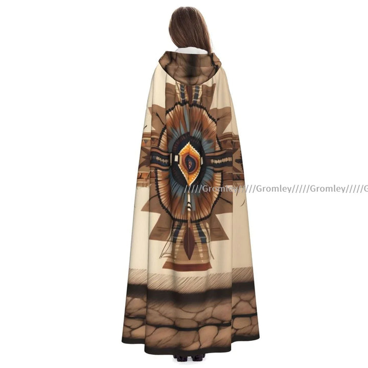 Witch Long Hooded Robe Native Mandala Owl American Halloween Cloak Cosplay Costumes for Adult